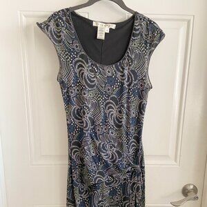 Studio M - Navy Paisley Design Mesh Stretchy Dress Sz S